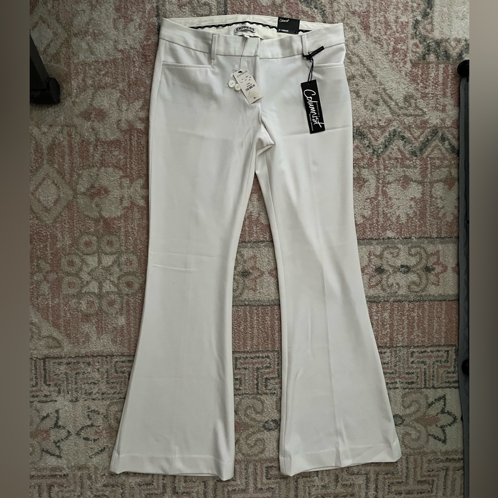 Express Columnist White Flared Boot Cut Pants